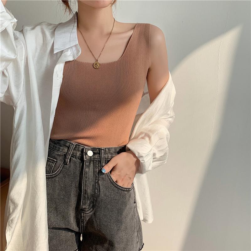 Ladies' Summer Backless T-shirt Women's Casual U-neck Tank Vest Fashion Women's Tank Tops