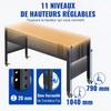 Werkbank höhenverstellbar, 122cm B X 51cm T X 104cm H Garagentisch mit 79 – 104 cm Höhen & 720KG Tragfähigkeit, mit Steckdosen & Hartholzplatte &