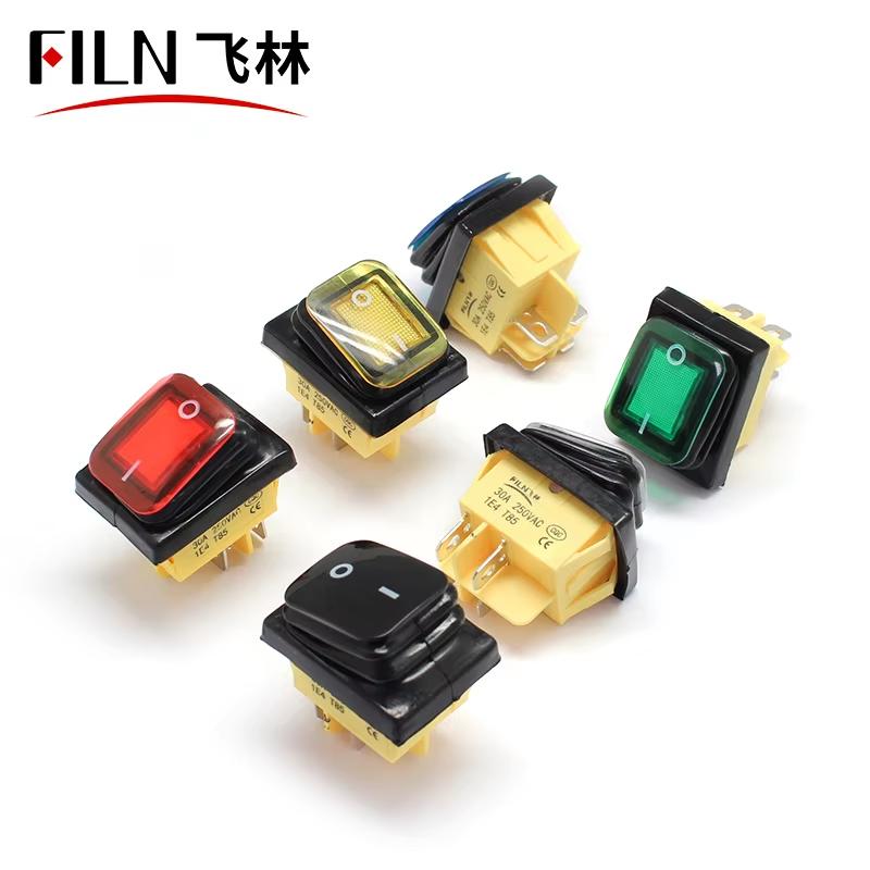 on off 30A/250V Heavy Duty 4 Pin DPST IP67 Sealed Waterproof T85 Auto Boat Marine Toggle Rocker Switch with LED 12V 220V 30x22