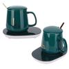 Constant Temperature Cup with Mug Warmer Thermostatic Coaster Mug and Warmer Pad CN (Green(Cup Lid