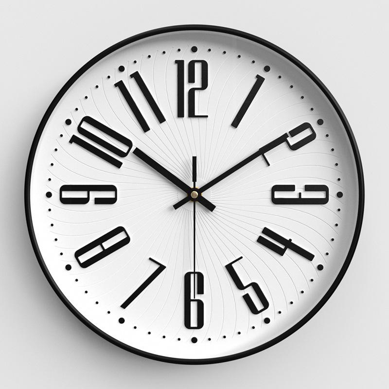 Wall Clock Modern Simple Three-dimensional Characters Personalized Creative Round Wall Clock Bedroom Silent Quartz Clock 12 Inches 30CM