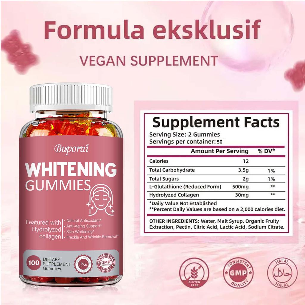 Glutathione Collagen Gummies: Brighten Skin Tone, Provide Antioxidant Benefits, Whiten and Anti-aging Support, Suitable for Adults.
