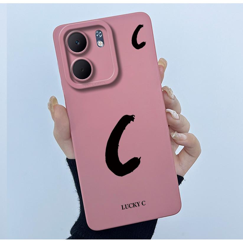 For OPPO A5x CPH2725 Cover Case Lucky Initial Letter Couple Silicone Soft Matte Phone Bumper for Oppo A5x 4G 5G 2025 Casing