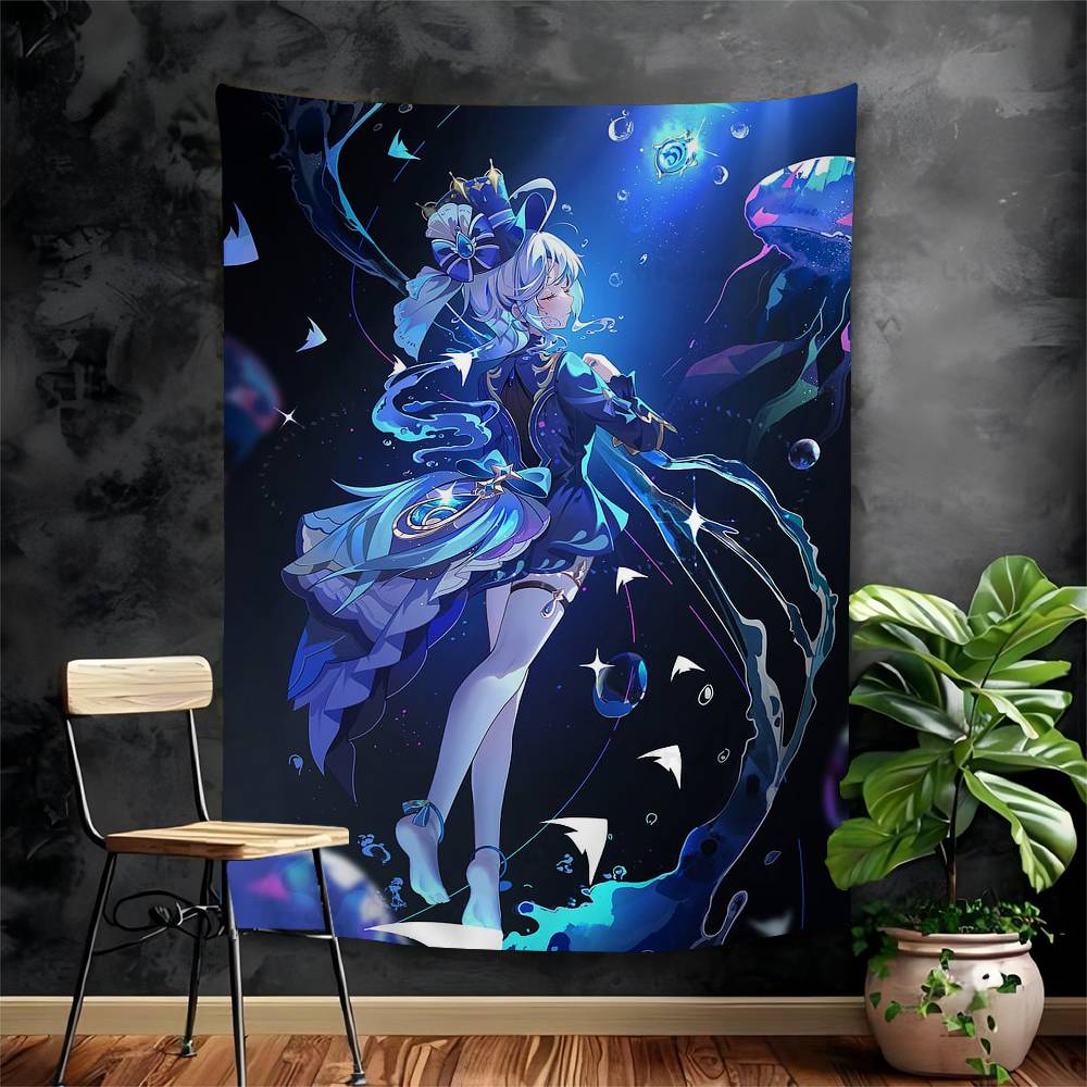 Furina Genshin Tapestry Art Printing Art Science Fiction Room Home Decor Wall Art Decor