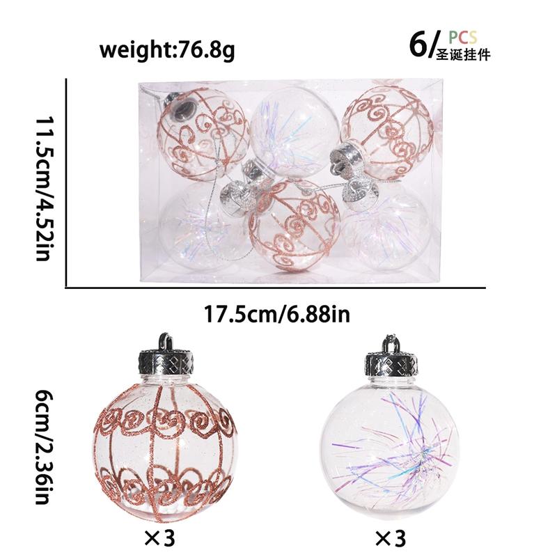 6CM Weihnachtsdekoration Bruchsichere Weihnachtskugeln Weihnachtsbaum Hängeanhänger für Heimpartydekor Neujahrsgeschenk Navidad