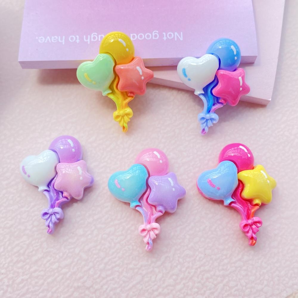 Nouveau Mignon Résine Dessin Animé Forme de Cœur, Série Ballons Forme Étoile Dos Plat Scrapbooking DIY Bijoux Artisanat Décoration