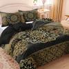 3Pcs Mandala Luxury Golden Black Bedding Duvet Cover Set Bohemian Bedding Quilt Set Mandala Themed Bed Quilt Set Black Golden