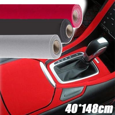 Βελούδινο αυτοκόλλητο αυτοκινήτου DIY 40*148cm Αυτοκόλλητο Διακοσμητικό Εσωτερικού Αυτοκινήτου Αυτοκόλλητο Μαύρο Γκρι Κόκκινο Διακοσμητικό