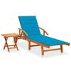 Day and Night - Day and Night Garden Lounger with Table and Cushion In Solid Acacia Wood