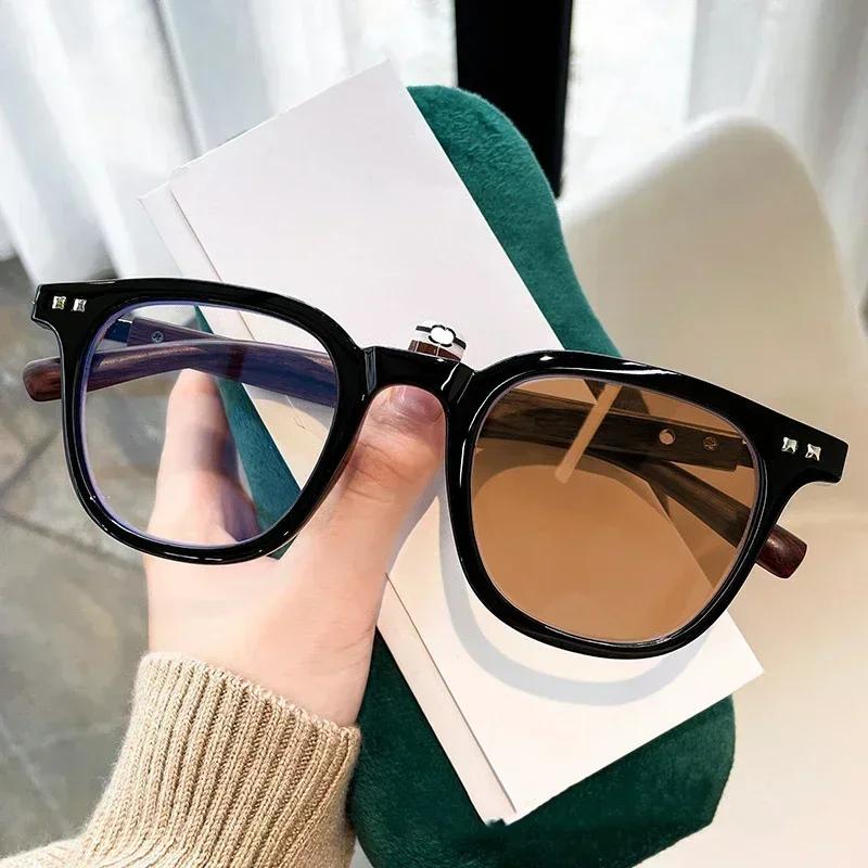 Trendy Women Men'S Sunglasses For Myopia Glasses Vintage Square Frame Photochromic Minus Eyewear Anti Blue Light Eyeglasses