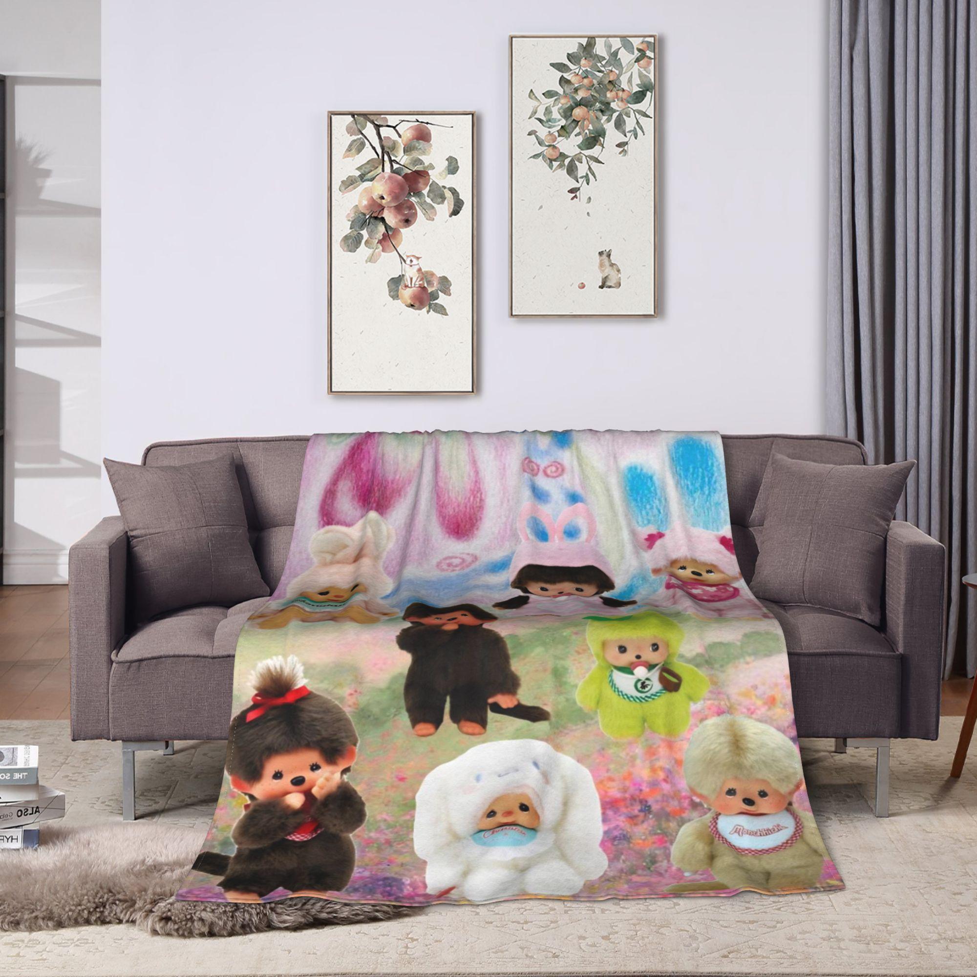 

Cute Monchhichis Blanket Coral Fleece Plush Autumn/Winter Breathable Ultra-Soft Throw Blanket for Bedding Travel Bedspreads 30x40in