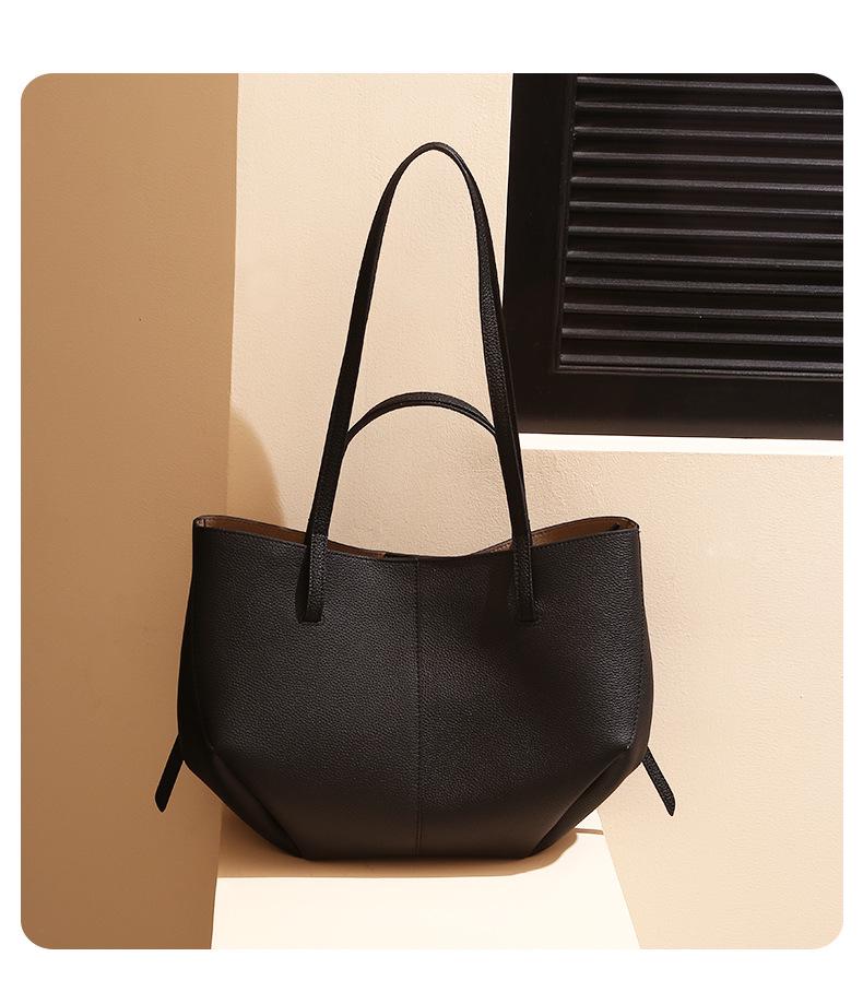 Top Layer Cowhide Leather Women's Crossbody Tote – High-End Luxury, Large Capacity