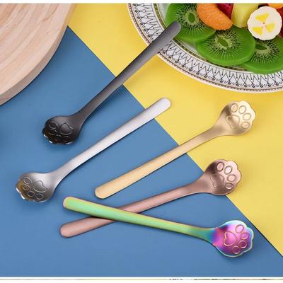 Hollow Dessert Tea Accessories Ice Cream Cartoon Cat Claw Coffee Stirring Spoons Dog Paw Spoon Kitchen Tableware Dessert Spoon