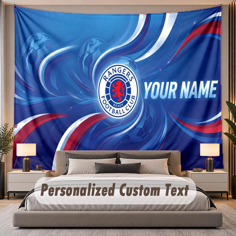 Custom Name Text Tapestry Rangers FC Personalized Polyester Wall Tapestry For Bedroom And Room