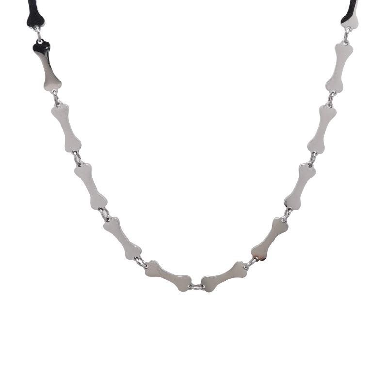 

New bone string necklace ins niche design sense cold wind accessories hip hop cool personality titanium steel chain
