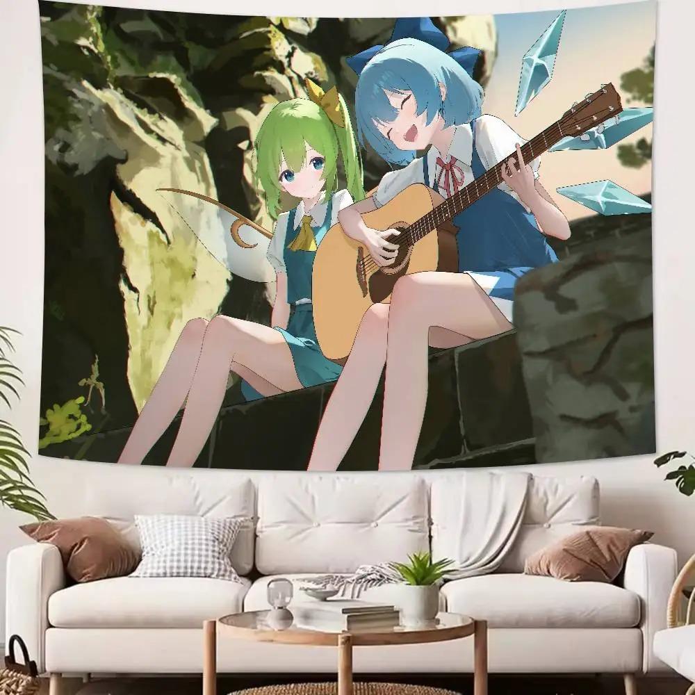 Kawaii Anime Girl Touhou Printed Tapestry Wall Hanging Cute Cartoon Style Fantasy Background Home Decoration