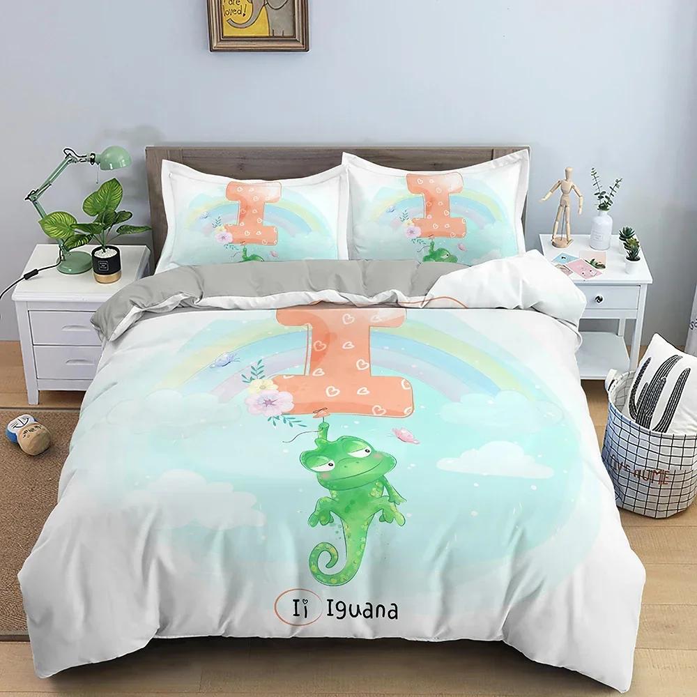 Cartoon Pattern Comfortable Duvet Quilt Cover Pillowcase Bedding Set Children Bedroom Decoration Home Textile