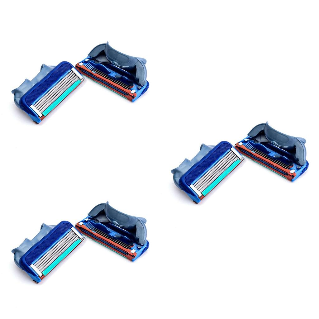 Luxurious 4pcs Shaving Razor Shaver Blades With Premium Five Layers In Elegant Blue