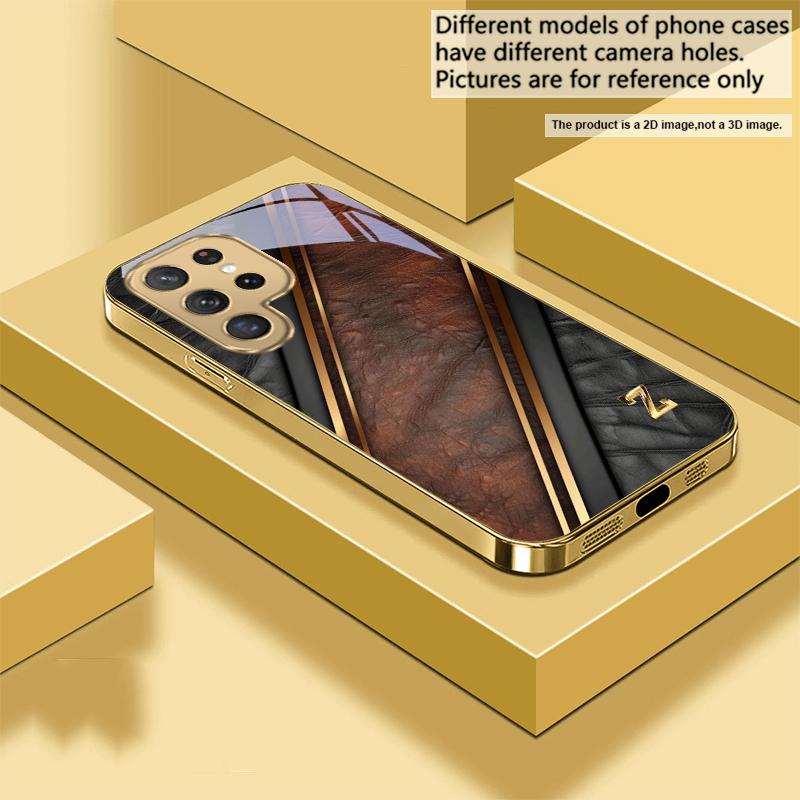 Brillante goldene Buchstaben Für Samsung Galaxy S20 FE S21 S22 S23 Plus S24 Ultra 25Ultra S21+ S9+ S22Plus Goldene Glas-Handyhülle