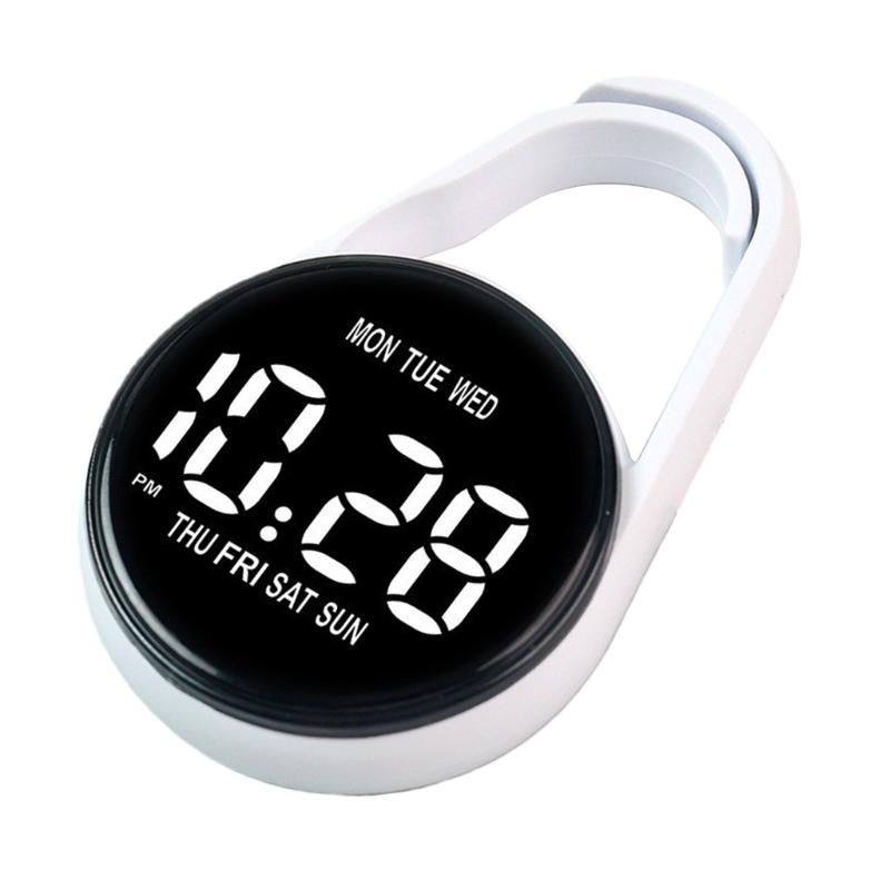 Touch Control Digital Pocket Watch Keychain Clip For Students Accurate Time LED Display Electronic Clock Accessories
