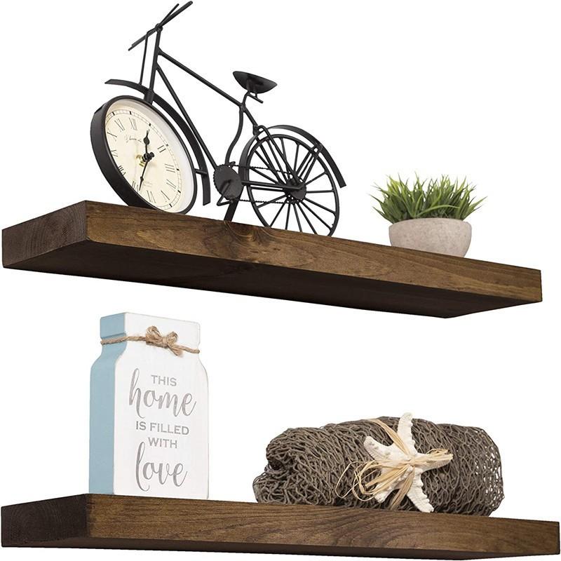 Wooden Wall Shelf Floating Shelves for Living Room Wall Mounted Storage Display Rack Bookshelf