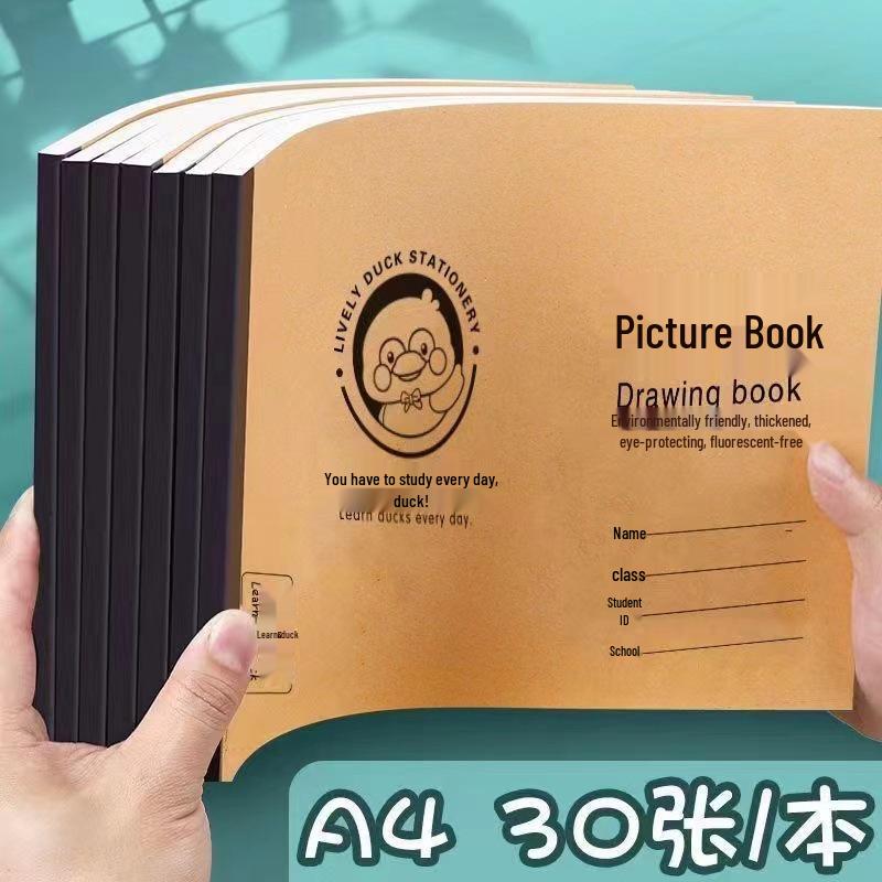 A4 Cowhide Cover Sketchbook for Kids and Students: Thick Pages, Ideal for Drawing, Painting, and Doodling.