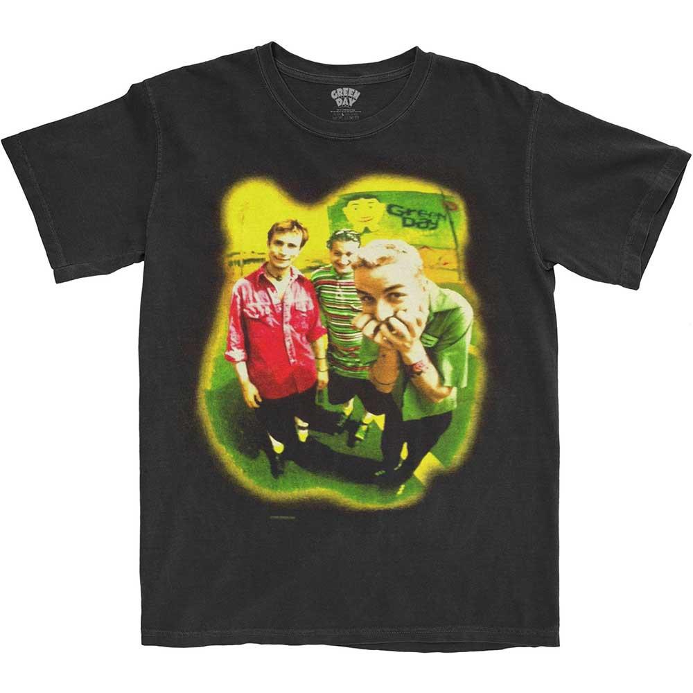 Men s Green Day Neon Photo T-shirt Small Black L
