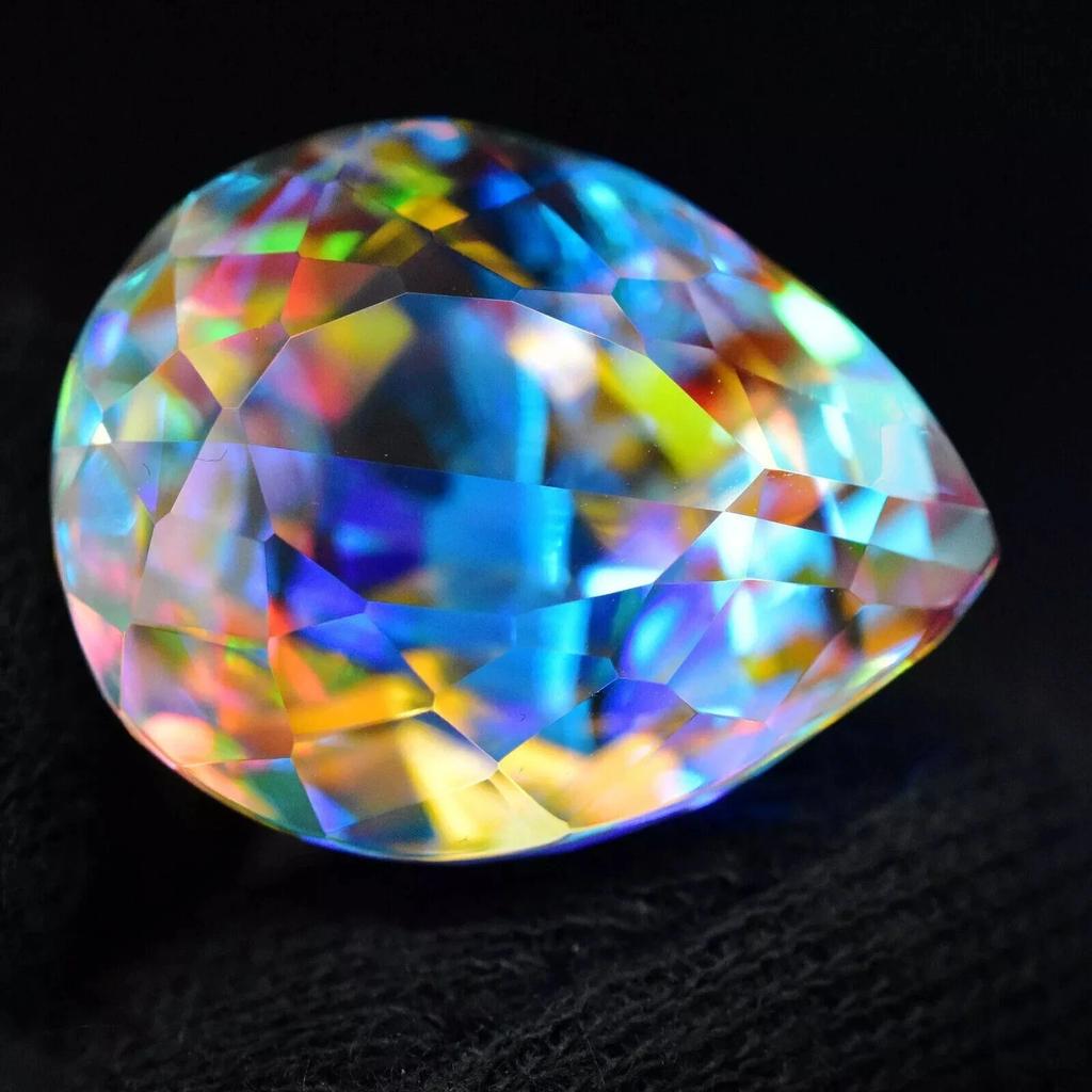 Natural Mystic Topaz Rainbow Fire 50-51 Ct Pear Cut Beautiful Gemstone