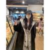 Chic Korean 2025 Autumn/Winter Long Hooded Lambswool Skirt Jacket