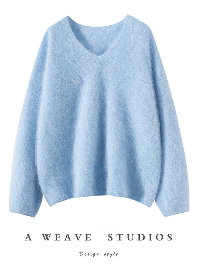 Women's V-Neck Slim-Fit Pure Cashmere Pullover Sweater - Soft & Luxurious Autumn/Winter Style