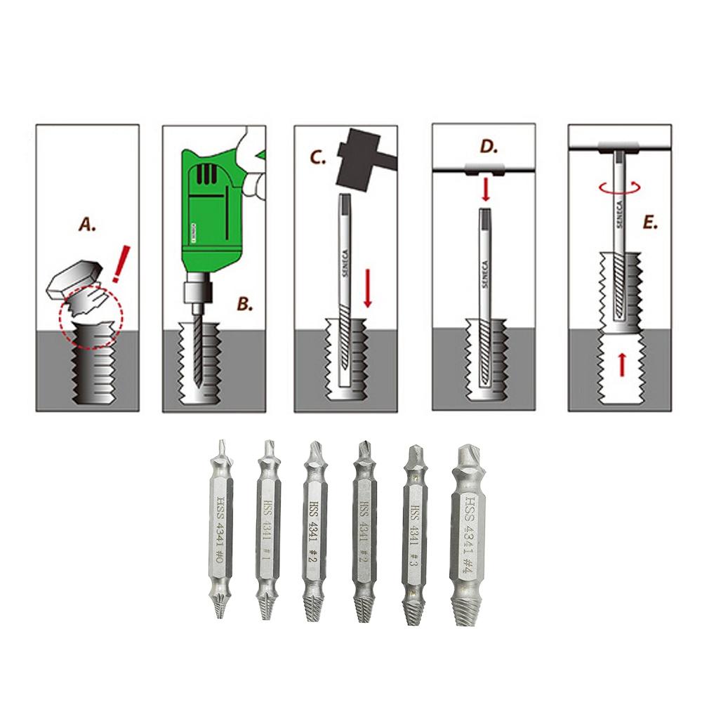 6 Pcs Drill Bit Set Broken Head Screw Removal Tool Bolt Screw Extractor Breaker Screw Remover Stripping Tool