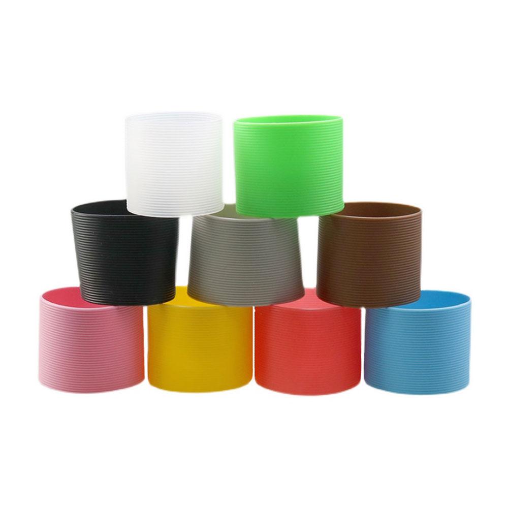 Silicone World 6CM Silicone Heat Insulated Cup Sleeve Stripes Non-slip Wraps For Glass Cup Sleeve Water Bottle Kettle Cover