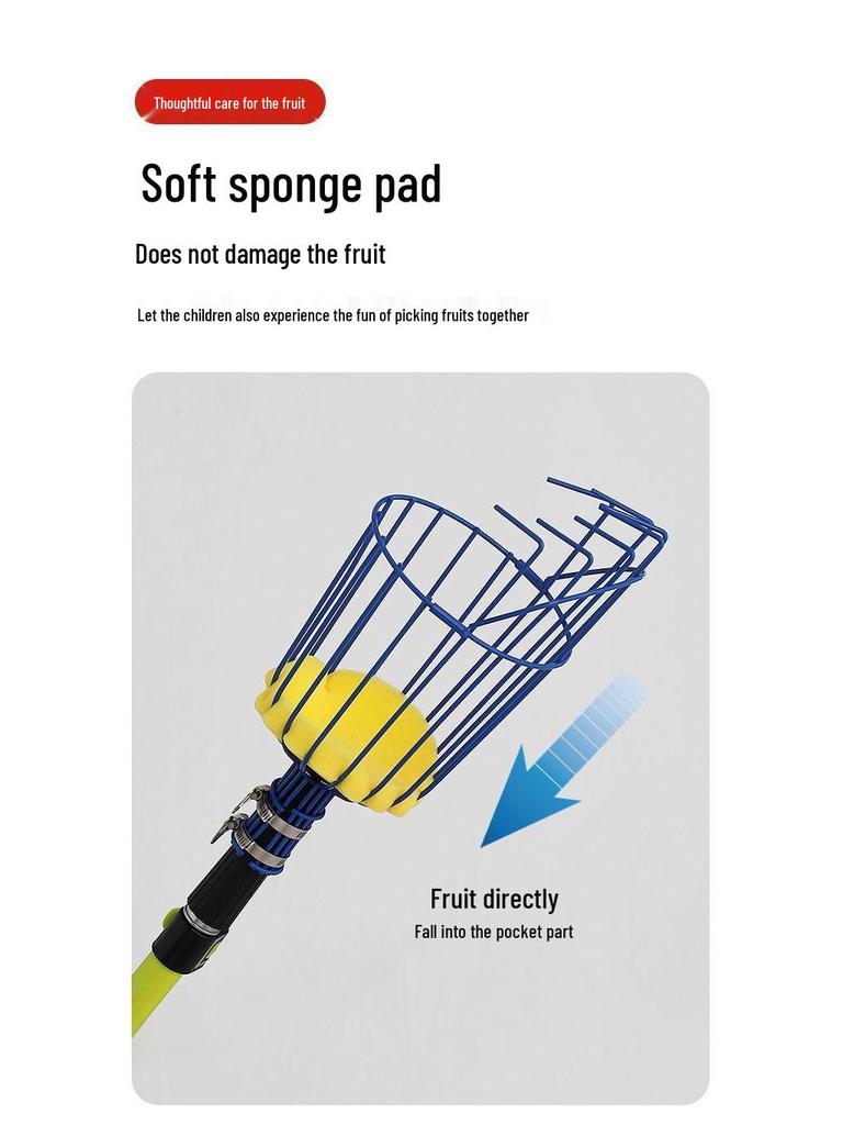 High-Altitude Metal & Mesh Fruit Picking Basket for Waxberry, Loquat, Peach, and Plum