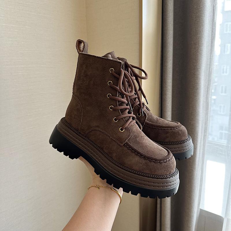 Fashion Work Boots Men's Autumn and Winter Genuine Leather High Top Board Shoes Men Casual Suede Leather Mens Boots Retro Frosted Botas