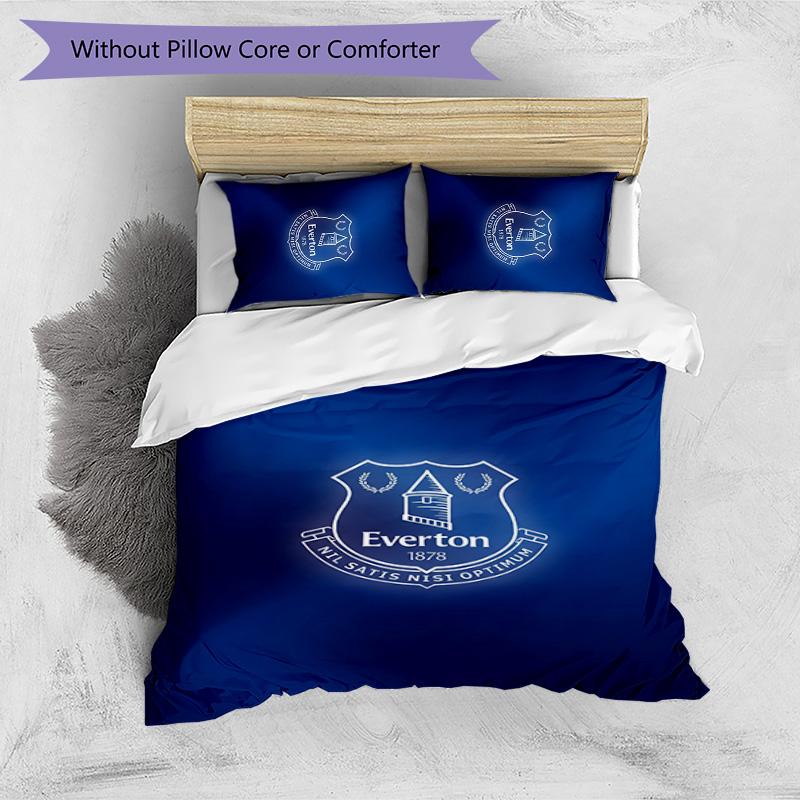 Set Lenzuola Everton Football Stampato 3 Pezzi, Comodo Set Copripiumino per Camera da Letto Amico della Pelle