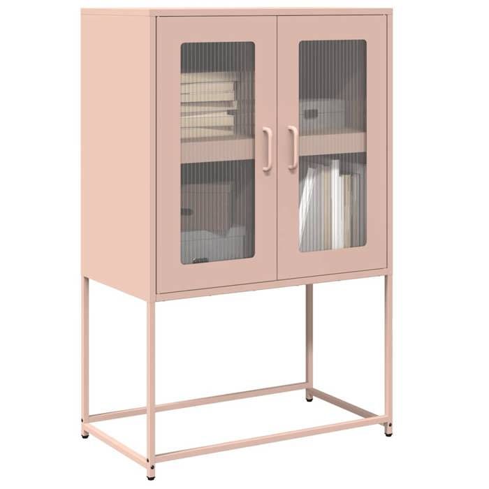 VidaXL Highboard Pink 68x39x107 Cm Steel, Cabinet, Storage Cabinet, Highboard, Sideboard, Tall Cabinet, 853375