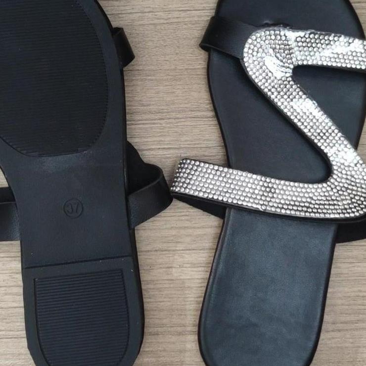 Fashion Sexy Women Summer Flat Slippers Rhinestone Shoe Open Toe Roman Beach Sandal Ladies Flip Flops Black Non-slip Slides Plus Size 43