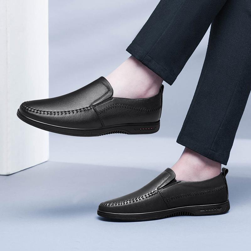 Spring and Autumn British Men Leather Shoes Flat Casual Loafers Youth All-match Lazy Shoes Best Men Shoes