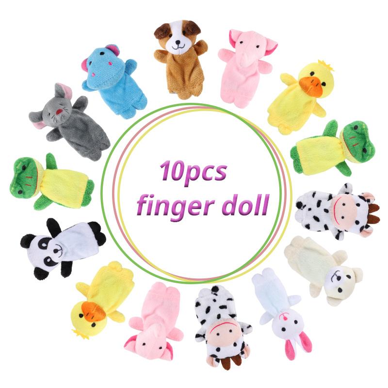 10pcs Soft Plush Animal Finger Puppets Set for Boy Girl Brithday Party Favors Christmas Holiday Gifts Kids Educational Toy