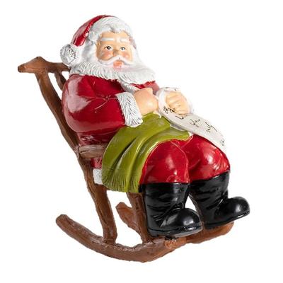 Festliches Santa im Schaukelstuhl Skulptur Innendekorationen Kunstharzhandwerk Figur Ornament für Familienfeieratmosphären