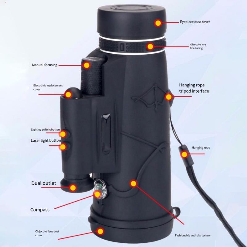 50x60 Zoom High-definition Powerful Binoculars Portable Professional Telescopes Monocular Low Night Vision Camping