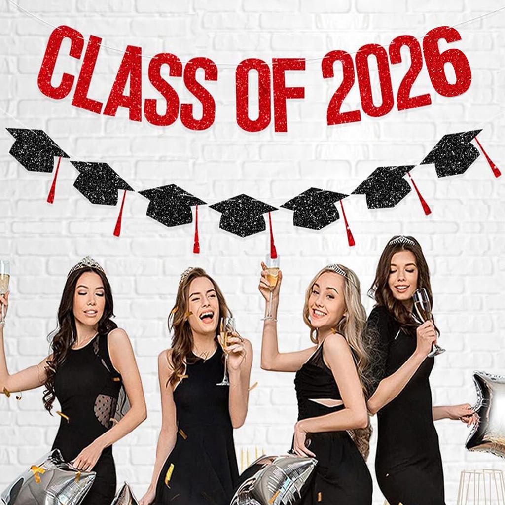 New Graduation Season Banner Diploma Cap Letter Hanging Garland Background Decor Party Supplies