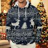 Men's Long Sleeve Christmas Print Pullover Hoodie for Holiday Party and Everyday Wear