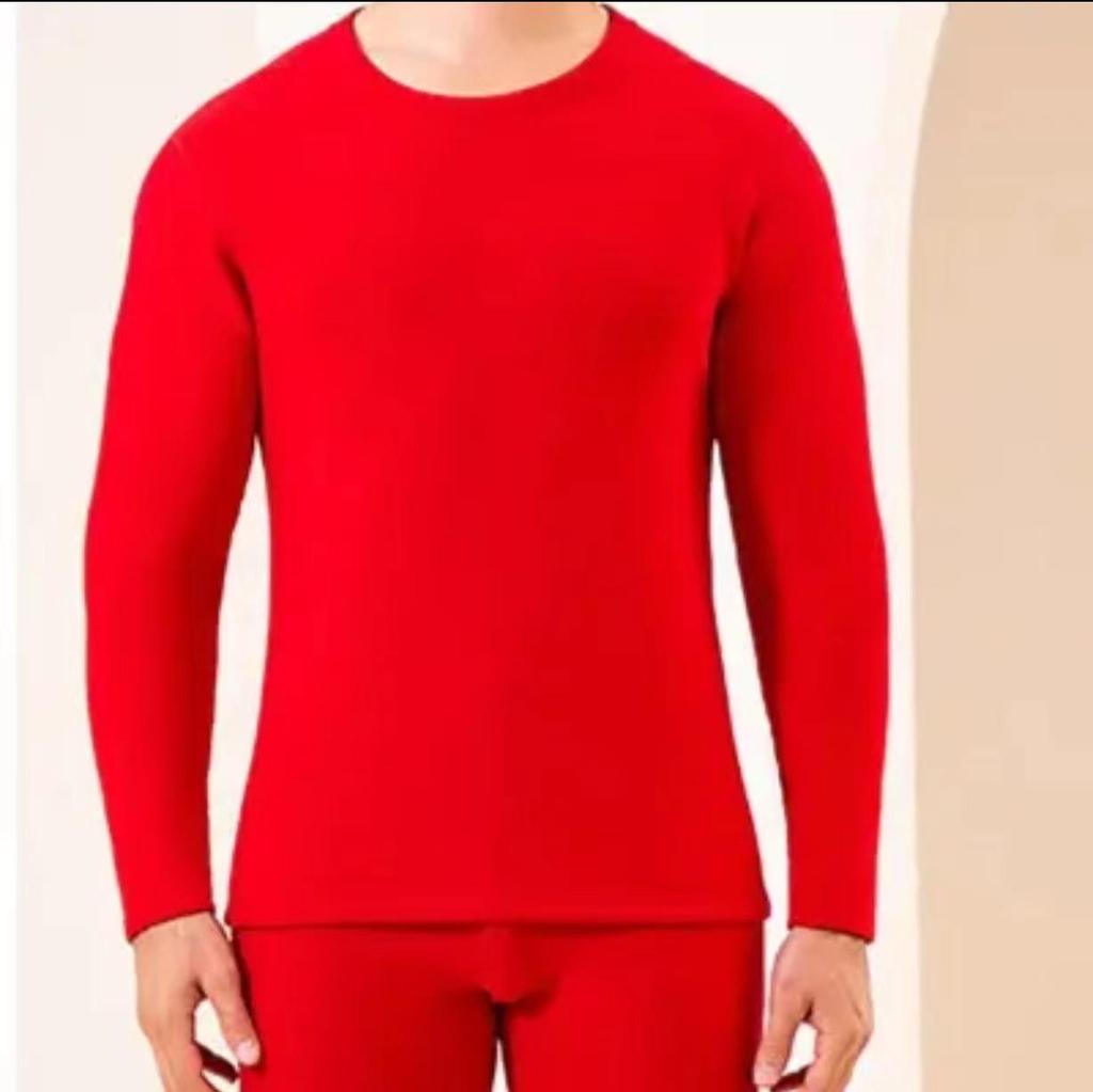 Volcanic Rock Winter Thermal Suit: Thick, Solid Color Round Neck Underwear for Men & Women - Autumn/Winter