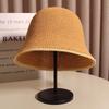 Basin hat foldable simple bucket straw hat woven sunshade small brim breathable sunscreen bucket hat