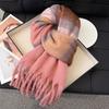 Women's Mohair Winter Scarf Cashmere Feel Tassel Scarf Colorful Striped Long Scarf Winter Shawls Wraps for Cold Weather