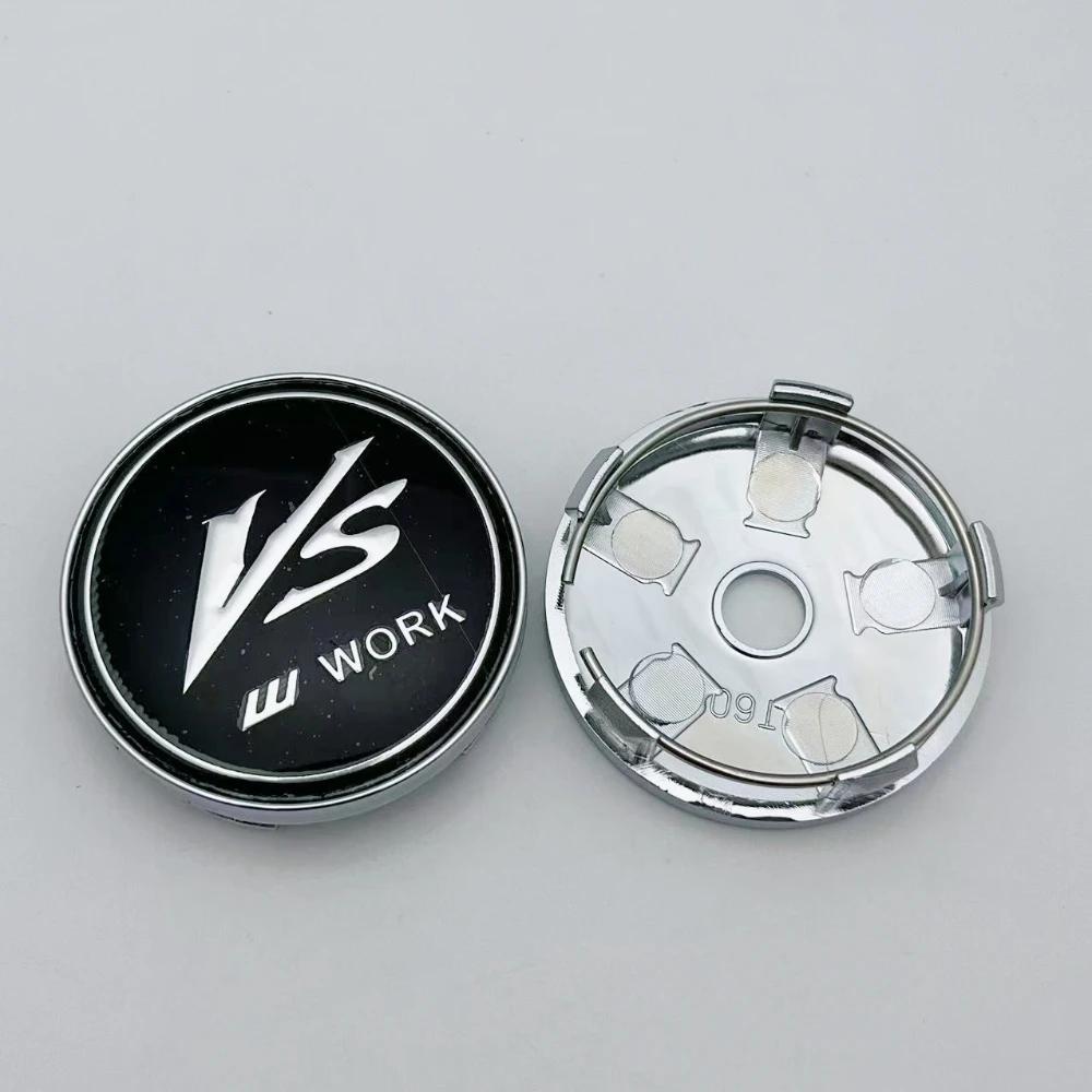 4pcs 60MM ( 56MM I.D ) VS W Work Logo Emblem Badge Car Wheel Center Caps Auto Rim Dust Cover Wheel Hub Hubcaps Car Accessories