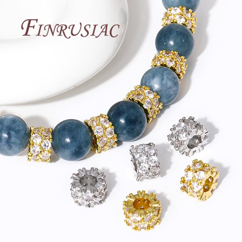 Separators For Beads 18K Gold Plated Zircon Crystal Beads For DIY,Round Spacer Beads Accessories,DIY Bracelets Jewelry Making