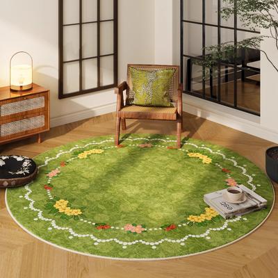 Arredamento Camera da Letto Stile Moderno Tappeto Rotondo Tappeti di Lusso Leggero per Soggiorno Tappetino Lavabile per Casa Tappeto Verde Antiscivolo per Comodino