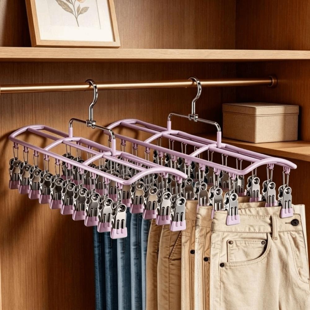 Stainless Steel 20 Clips Sock Drying Rack Non-slip Unmarked Underwear Drying Rack Indoor